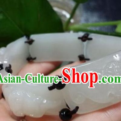 Chinese Ancient Hanfu White Jade Bangle Wristlet Accessories Jade Bracelet Jewelry