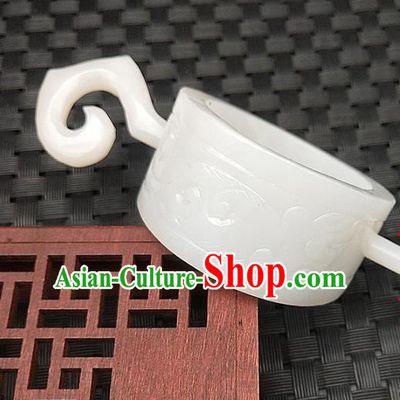 Chinese Ancient Hetian Jade Carving Hairdo Crown Headwear Hanfu White Jade Hairpin Scholar Hair Accessories