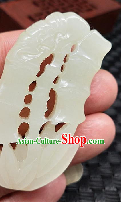 Chinese Handmade Jade Label Craft Hetian Jade Necklace Accessories Carving Bamboo Pendant Chinese Handmade Jade Label Craft Hetian Jade Necklace Accessories Carving Bamboo Pendant