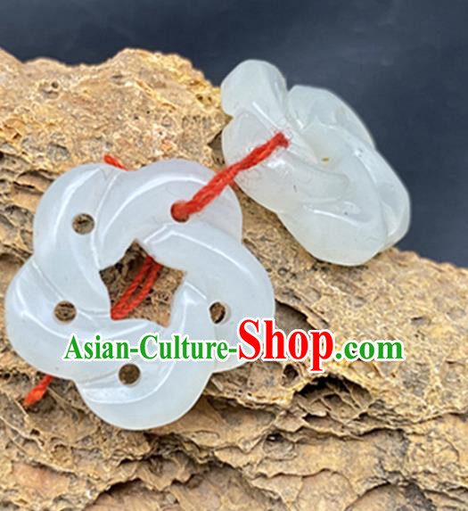 Chinese Ancient Carving Plum White Jade Accessories Hetian Jade Pendant Jade Craft Chinese Ancient Carving Plum White Jade Accessories Hetian Jade Pendant Jade Craft