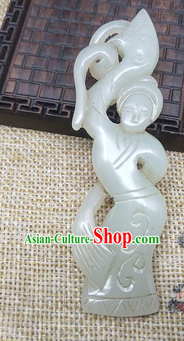 Chinese Handmade Retro Jade Label Craft Jade Necklace Accessories Carving Goddess Handgrip Pendant Chinese Handmade Retro Jade Label Craft Jade Necklace Accessories Carving Goddess Handgrip Pendant