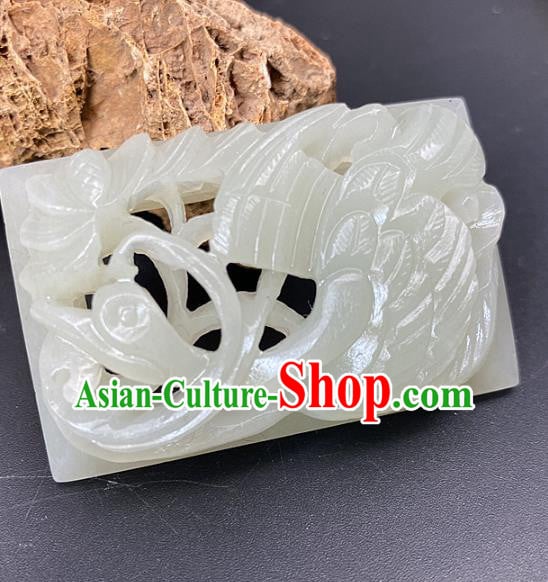 Chinese Ancient Carving Swan Jade Accessories Hetian Jade Pendant White Jade Craft Chinese Ancient Carving Swan Jade Accessories Hetian Jade Pendant White Jade Craft