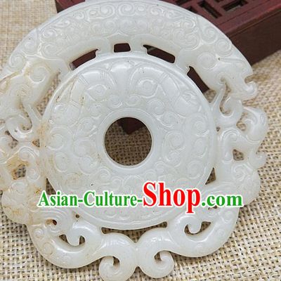 Chinese Handmade Jade Label Craft Jade Necklace Accessories Carving Phoenix Jade Handgrip Pendant
