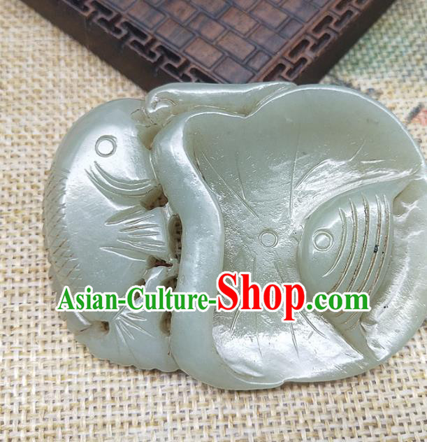 Chinese Jade Handgrip Craft Carving Fish Accessories Jade Handiwork Writing Brush Washer Chinese Jade Handgrip Craft Carving Fish Accessories Jade Handiwork Writing Brush Washer