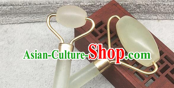 Chinese Ancient Hanfu Jade Face Massager Hetian Jade Jewelry Wheel Accessories Chinese Ancient Hanfu Jade Face Massager Hetian Jade Jewelry Wheel Accessories