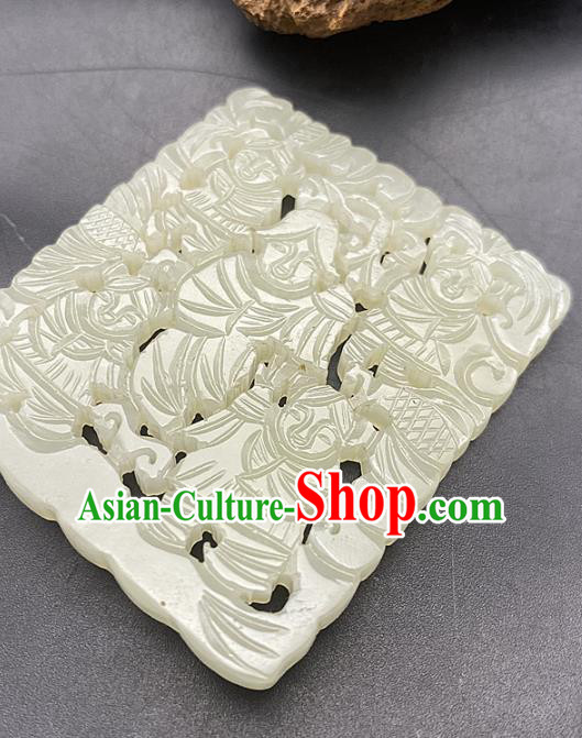 Chinese Ancient Carving Children Jade Accessories Hetian Jade Pendant White Jade Pierced Craft Chinese Ancient Carving Children Jade Accessories Hetian Jade Pendant White Jade Pierced Craft