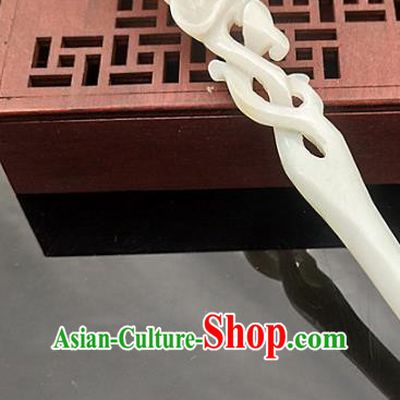Chinese Ancient Jade Headwear Hanfu Hair Accessories Hairpin Jade Dragonfly Hair Clip