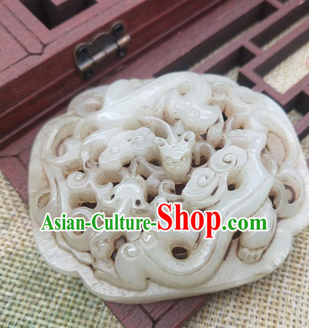 Chinese Handmade Jade Accessories Handgrip Craft Jade Necklace Carving Dragon Jade Label Pendant Chinese Handmade Jade Accessories Handgrip Craft Jade Necklace Carving Dragon Jade Label Pendant