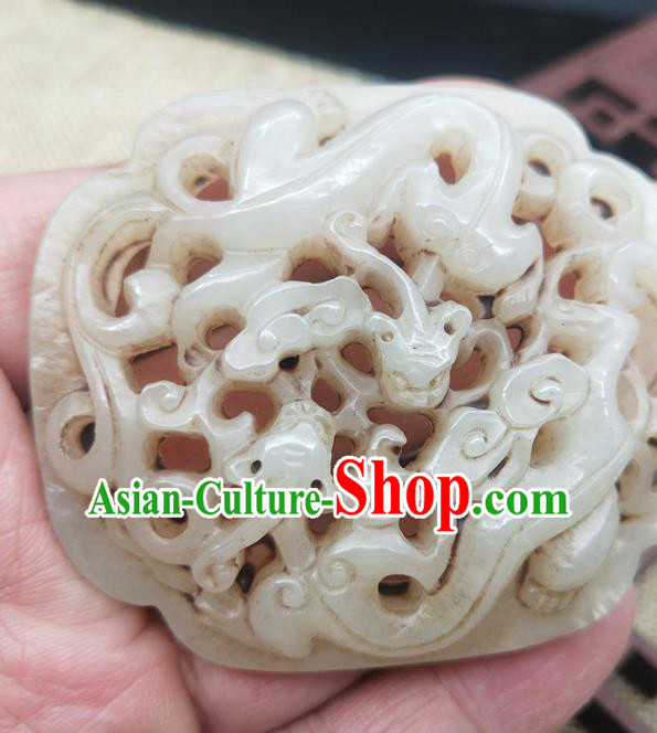 Chinese Handmade Jade Accessories Handgrip Craft Jade Necklace Carving Dragon Jade Label Pendant Chinese Handmade Jade Accessories Handgrip Craft Jade Necklace Carving Dragon Jade Label Pendant