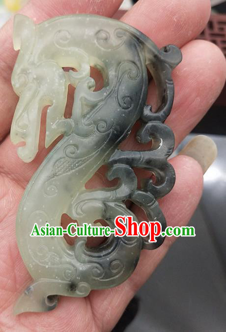 Chinese Handmade Ink Jade Accessories Handgrip Craft Jade Jewelry Carving Dragon Jade Pendant Chinese Handmade Ink Jade Accessories Handgrip Craft Jade Jewelry Carving Dragon Jade Pendant