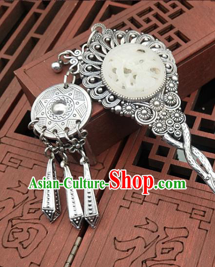 Chinese Ancient Jade Headwear Hanfu Hair Accessories Jade Hairpin Silver Hair Clip Chinese Ancient Jade Headwear Hanfu Hair Accessories Jade Hairpin Silver Hair Clip