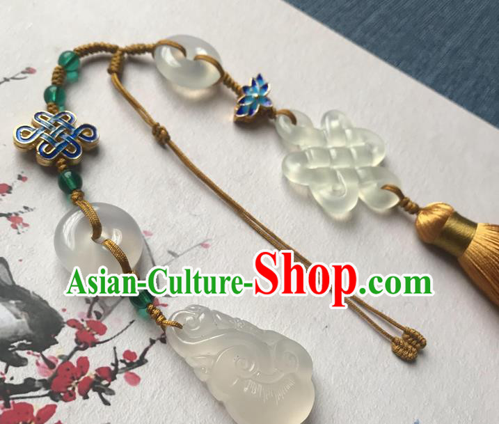 Chinese Ancient Hanfu Golden Tassel Brooch Pendant Jade Knot Jewelry Accessories Cloisonne Lappet Chinese Ancient Hanfu Golden Tassel Brooch Pendant Jade Knot Jewelry Accessories Cloisonne Lappet