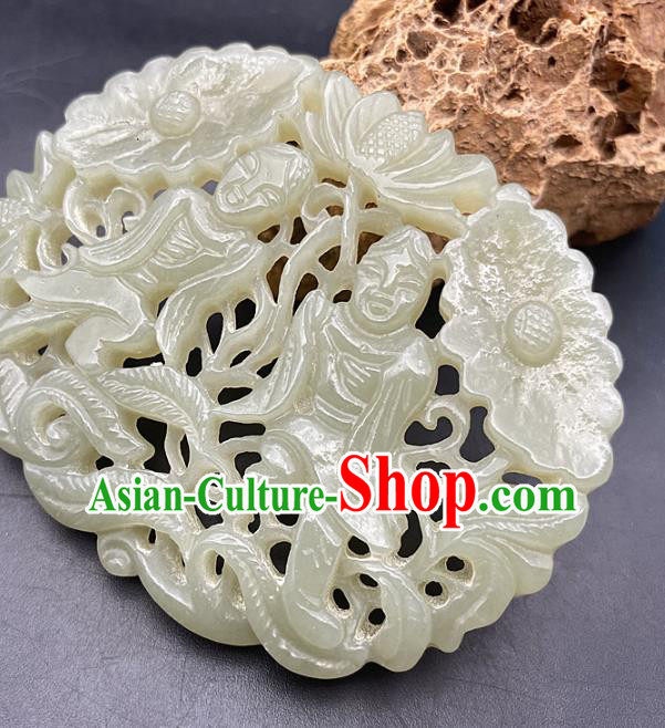 Chinese Ancient Carving Gods Jade Accessories Hetian Jade Pendant Jade Necklace Craft Chinese Ancient Carving Gods Jade Accessories Hetian Jade Pendant Jade Necklace Craft