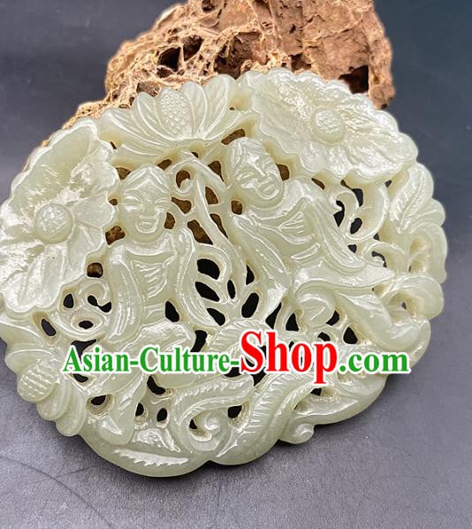 Chinese Ancient Carving Gods Jade Accessories Hetian Jade Pendant Jade Necklace Craft Chinese Ancient Carving Gods Jade Accessories Hetian Jade Pendant Jade Necklace Craft