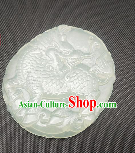 Chinese Handmade Jade Accessories Hsiuyen Jade Label Craft Carving Kylin Jade Necklace Pendant