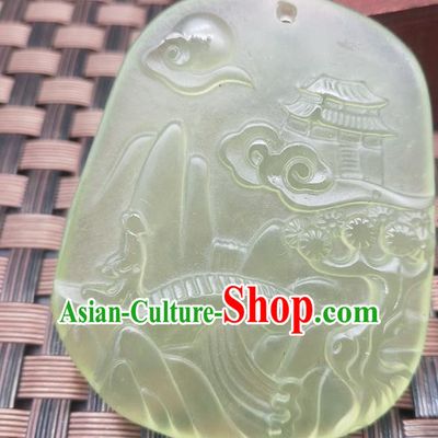 Chinese Handmade Jade Pendant Hsiuyen Jade Label Carving Palace Jade Accessories Necklace Craft