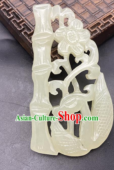 Chinese Ancient Carving Bamboo Jade Necklace Accessories Hetian Jade Pendant Jade Label Craft Chinese Ancient Carving Bamboo Jade Necklace Accessories Hetian Jade Pendant Jade Label Craft