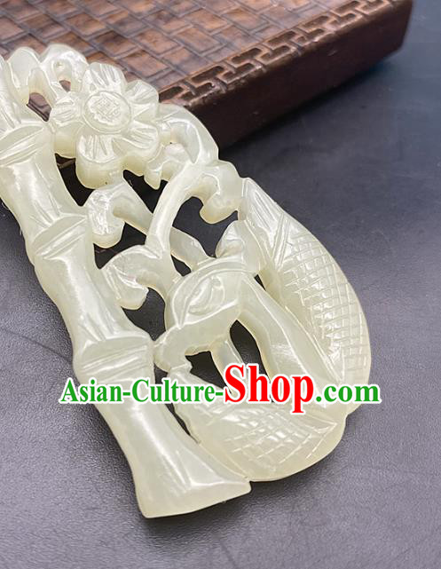 Chinese Ancient Carving Bamboo Jade Necklace Accessories Hetian Jade Pendant Jade Label Craft Chinese Ancient Carving Bamboo Jade Necklace Accessories Hetian Jade Pendant Jade Label Craft