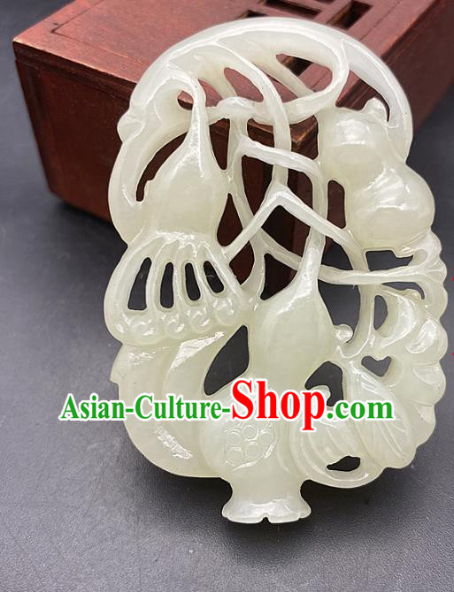 Chinese Ancient Carving Calabash Jade Necklace Accessories Jade Label Craft Hetian Jade Pendant Chinese Ancient Carving Calabash Jade Necklace Accessories Jade Label Craft Hetian Jade Pendant