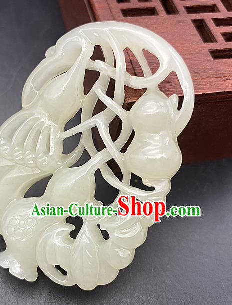 Chinese Ancient Carving Calabash Jade Necklace Accessories Jade Label Craft Hetian Jade Pendant Chinese Ancient Carving Calabash Jade Necklace Accessories Jade Label Craft Hetian Jade Pendant