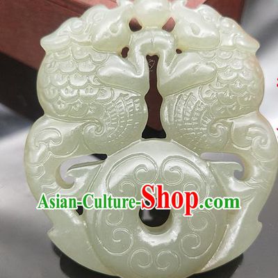 Chinese Handmade Jade Carving Lion Accessories Handgrip Craft Jade Jewelry Jade Necklace Pendant