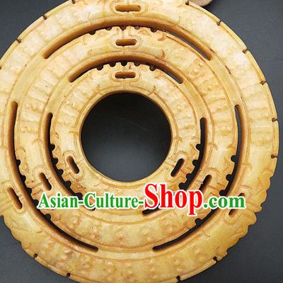 Chinese Retro Carving Dragon Jade Necklace Accessories Handgrip Craft Handmade Jade Jewelry Jade Annular Pendant