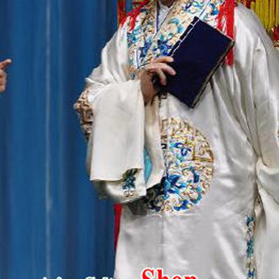 Chinese Peking Opera Costumes The Huarong Path Chancellor Cao Cao Garment and Hat Complete Set