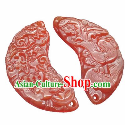 Chinese Handmade Jade Semi Annular Waist Accessories Handgrip Craft Handmade Jade Jewelry Jade Dragon Phoenix Pendant
