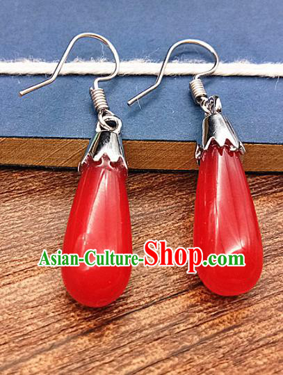 Chinese Ancient Hanfu Red Jade Earrings Jade Jewelry Jadeite Ear Accessories Chinese Ancient Hanfu Red Jade Earrings Jade Jewelry Jadeite Ear Accessories