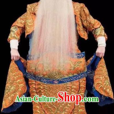 Chinese Peking Opera Old Men Apparel Costumes The Huarong Path Garment General Huang Gai Kao Armor Suit and Helmet