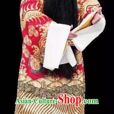 Chinese Peking Opera Apparel Old Men Costumes The Huarong Path Chancellor Cao Cao Garment and Headwear