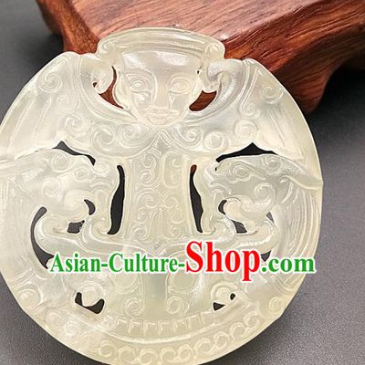 Chinese Handmade Jade Annular Accessories Handgrip Craft Handmade Jade Jewelry Jade Carving Child Waist Pendant