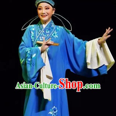 Chinese Peking Opera Young Men Embroidered Robe Garment Double Pearl Phoenix Niche Scholar Apparel Costumes and Hat