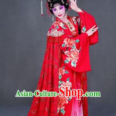 Chinese Peking Opera Diva Garment Costumes the Royal Consort of Tang Apparel Hua Tan Lady Yang Red Dress and Headwear