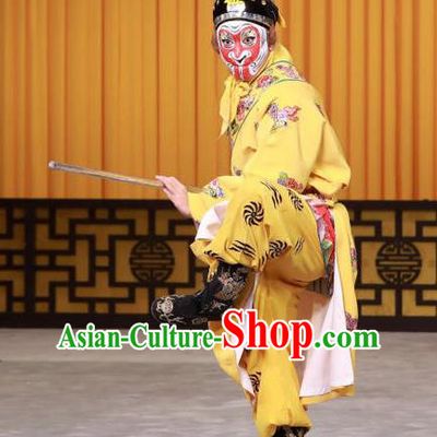 Chinese Peking Opera Martial Male Apparel A Monkey King Costumes Takefu Wusheng Sun Wukong Garment and Headwear