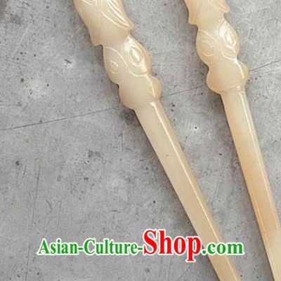 Chinese Ancient Jade Hair Clip Hanfu Hair Accessories Jade Hairpin Carving Goddess Headwear