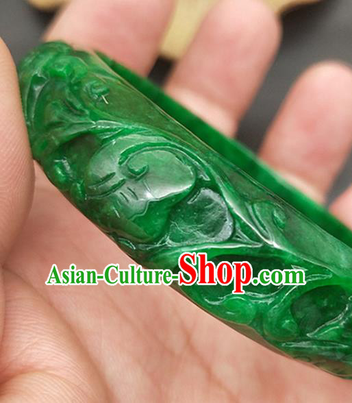 Chinese Ancient Hanfu Green Jade Carving Bangle Hetian Jade Jewelry Bracelet Accessories Chinese Ancient Hanfu Green Jade Carving Bangle Hetian Jade Jewelry Bracelet Accessories