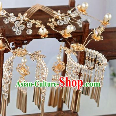 Chinese Ancient Tassel Hair Clip Hanfu Hair Accessories Women Headwear Hairpin Golden Hair Comb Complete Set