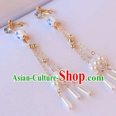 Chinese Ancient Hanfu Tassel Earrings Jewelry Ear Accessories