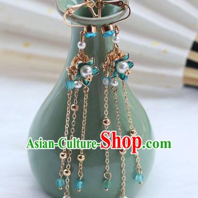Chinese Ancient Women Hanfu Tassel Earrings Jewelry Ear Accessories