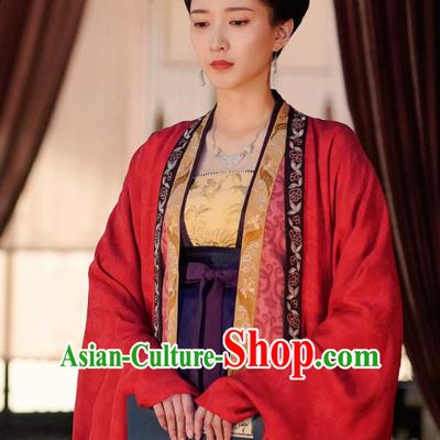 Ancient Chinese Song Dynasty Queen Historical Costumes and Headpieces Drama Serenade of Peaceful Joy Empress Cao Danshu Apparel Garment