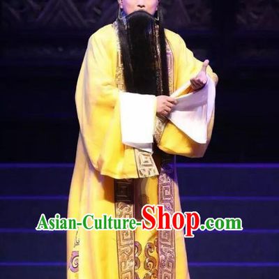 Chinese Cantonese Opera Laosheng Garment Princess Chang Ping Costumes Old Men Apparels and Headwear