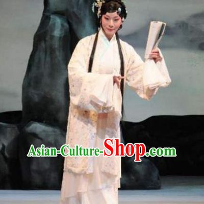 Traditional Chinese Peking Opera Rich Lady Dress Apparel Li Qingzhao Poetess Costumes Garment and Headwear