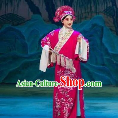 Chinese Beijing Opera Rosy Garment Butterfly Fairy Tale Apparels Xiaosheng Costumes Young Men Niche Robe and Hat