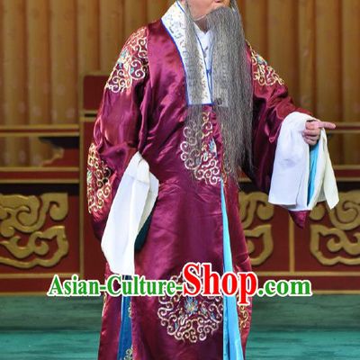 Chinese Beijing Opera Landlord Costumes Garment Peking Opera Return of the Phoenix Apparels Elderly Male Robe and Hat