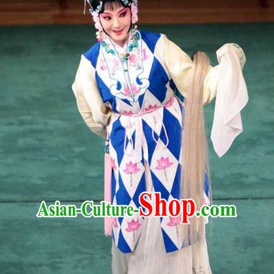 Chinese Traditional Kun Opera Peking Opera Jade Hairpin Taoist Nun Costumes Hua Tan Apparel Garment and Headwear