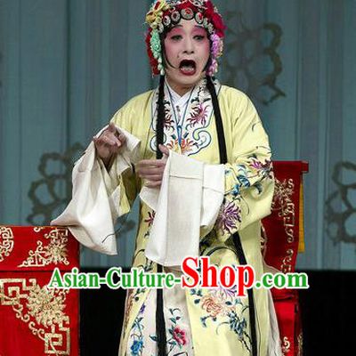 Traditional Chinese Peking Opera Ugly Female Yellow Dress Garment Return of the Phoenix Costumes and Headwear