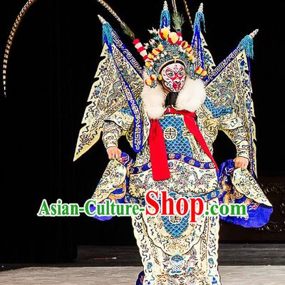 Chinese Peking Opera Sun Wukong Costumes Garment Havoc In Heaven Handsome Monkey King Kao Armor Suit with Flags Apparels and Headwear