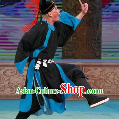 Chinese Peking Opera Havoc In Heaven Clown Costumes Garment Chou Role Apparels and Hat Complete Set