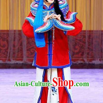 Traditional Chinese Peking Opera Susan Left Hongtong County Female Prisoner Costumes Apparel Young Lady Garment and Headwear